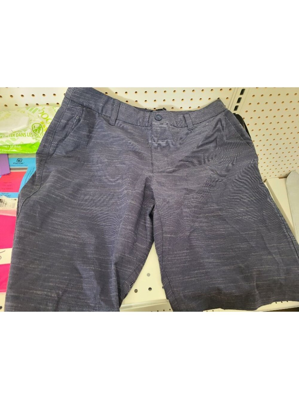 Hang Ten Mens Size 34 Blue Textured Stretch Shorts Polyester Blend
